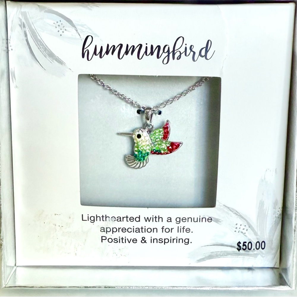 Hummingbird Multicolor Bird Pendant Necklace